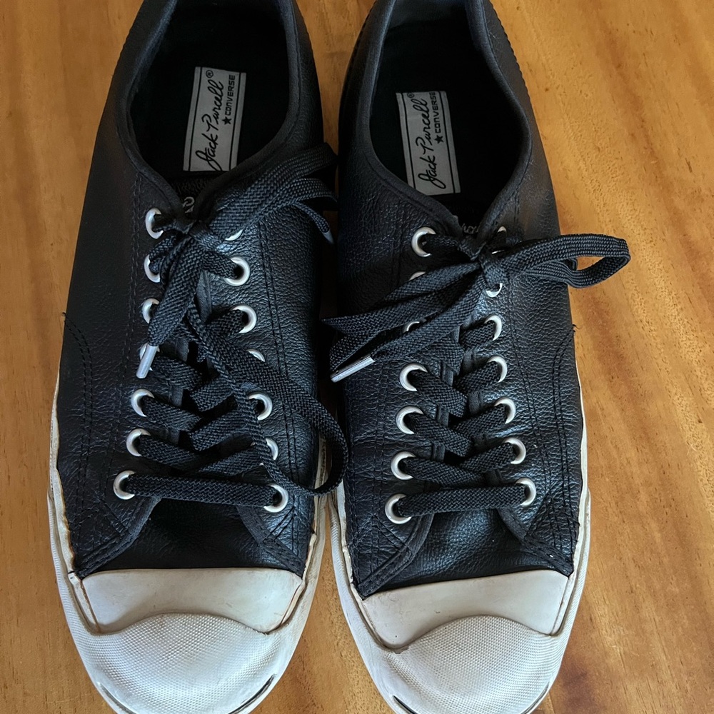 Converse Black Leather Jack Purcell Classic Sneakers
